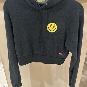 Aviator Nation -  Black Hoodie with Smiley Patch